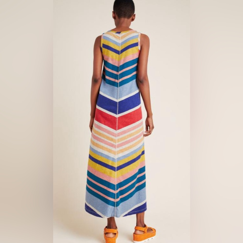NWOT Anthropologie Saturday Sunday Retro Rainbow Chevron Lounge Midi Dress - Picture 8 of 8